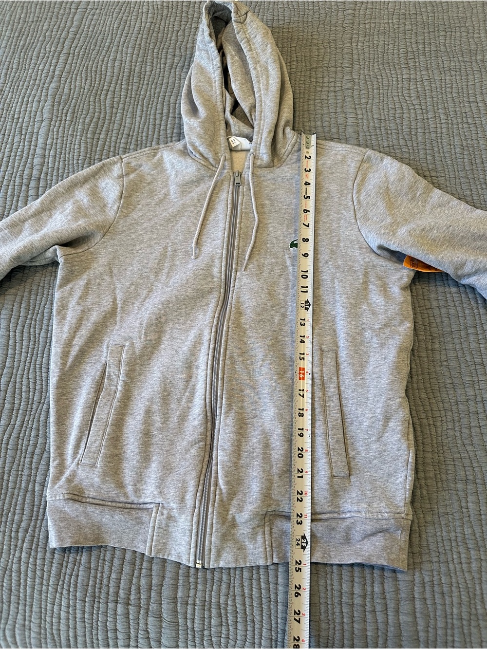 Lacoste Women’s Medium Light Grey Hooded Zip Jacket with Embroidered Croc - Picture 8 of 8